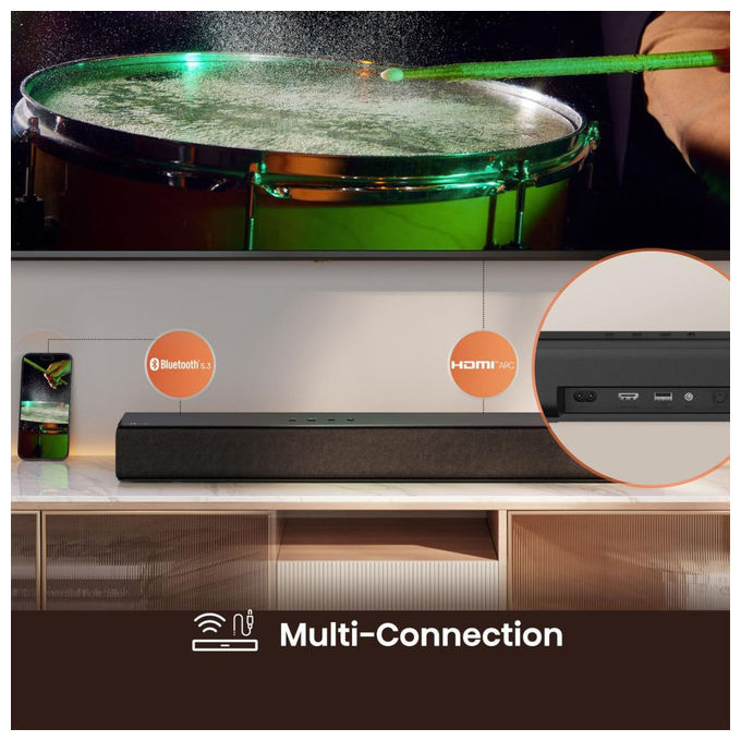 Hisense HS1000 Soundbar 2.0 Canali 120 W Dolby Audio DTS Virtual:X Bluetooth 5.3 HDMI ARC colore Nero