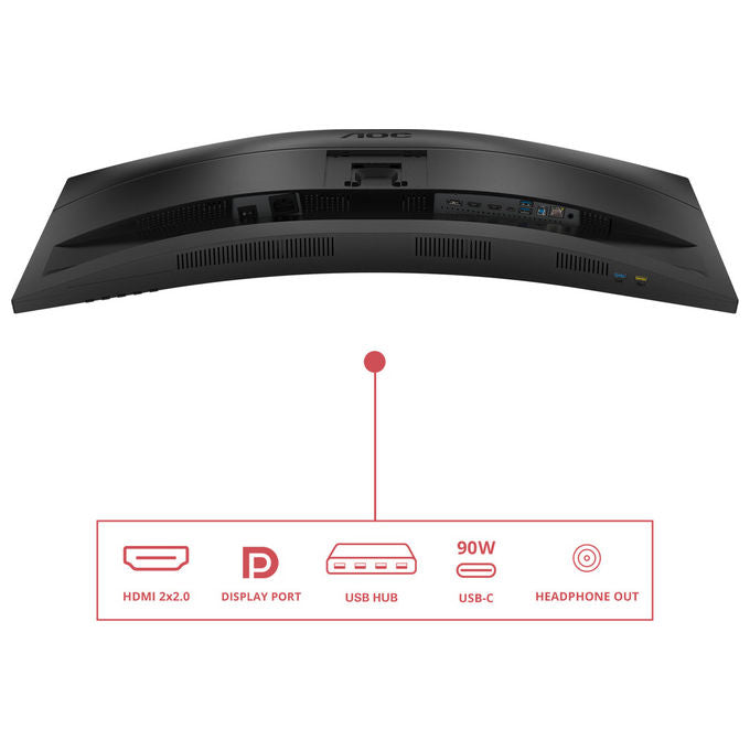 AOC CU34E4CV Monitor PC 34'' Curvo VA UWQHD 21:9 120Hz HDR10 USB-C 90W KVM FreeSync colore Nero