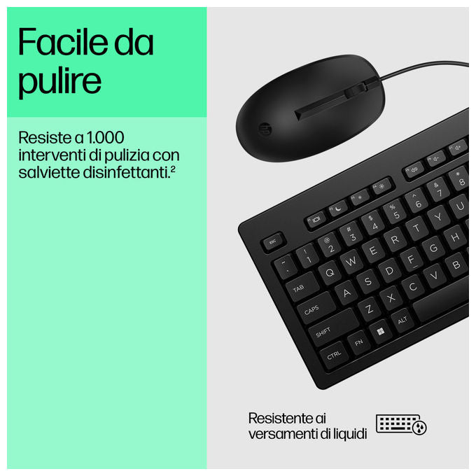 Hp KIT_ Mouse e Tastiera 225 Wired Usb Layout Italiano Nero