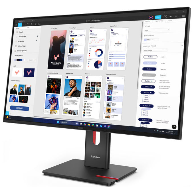 Lenovo, Monitor LED 31.5'' 4K Ultra HD, ThinkVision T32UD-40, Nero