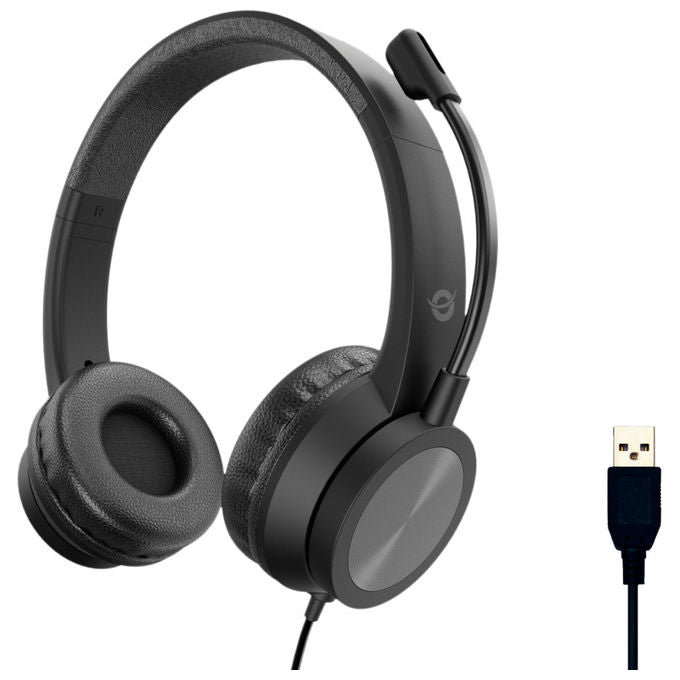 Conceptronic Cuffie Stereo USB Polona05B con Microfono Nero