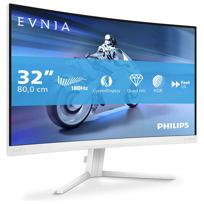 Philips, Monitor Gaming Curvo Evnia 5000 32M2C5501-00, 31.5'' Quad HD, 1 ms, Bianco