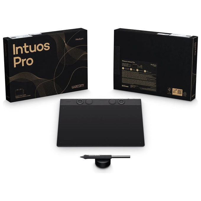 Wacom Intuos Pro Medium, Tavoletta Grafica Nera, 263x148 mm, USB, Bluetooth