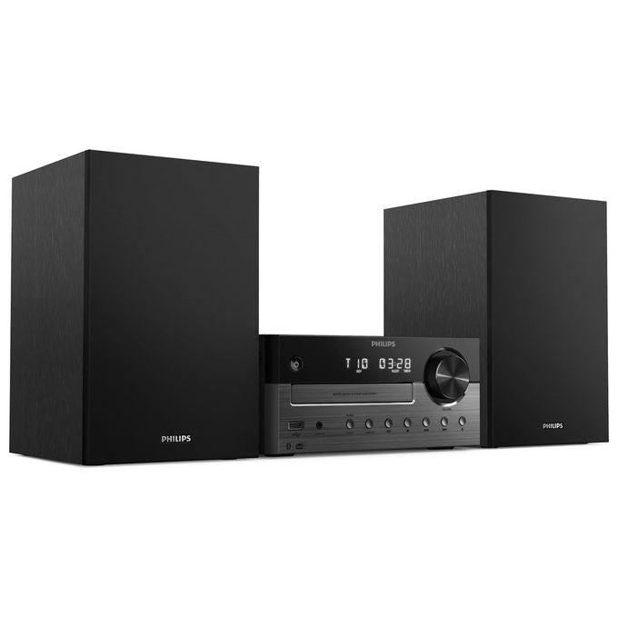 Philips, Microsistema Audio, 80W, DAB+-FM, CD, USB, Bluetooth, Nero-Grigio scuro