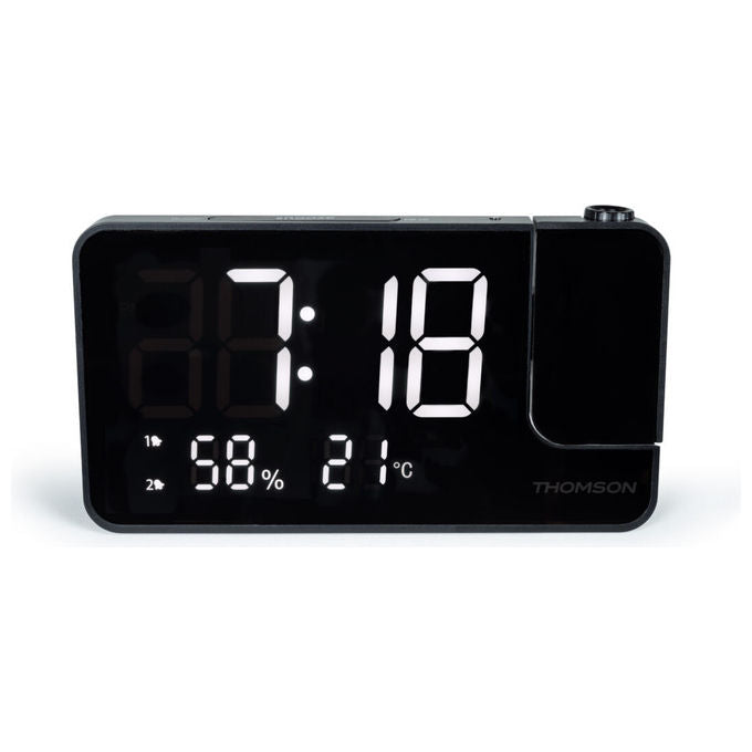 Thomson, Radiosveglia con Proiezione, CP100T, Radio FM, Display Luminoso, Nero