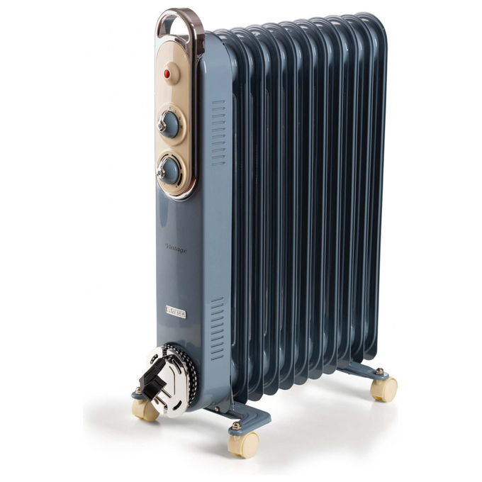 Ariete 8252 Linea Vintage Radiatore a Olio 11 elementi 2500W 3 livelli di potenza 30-35 m² colore Celeste