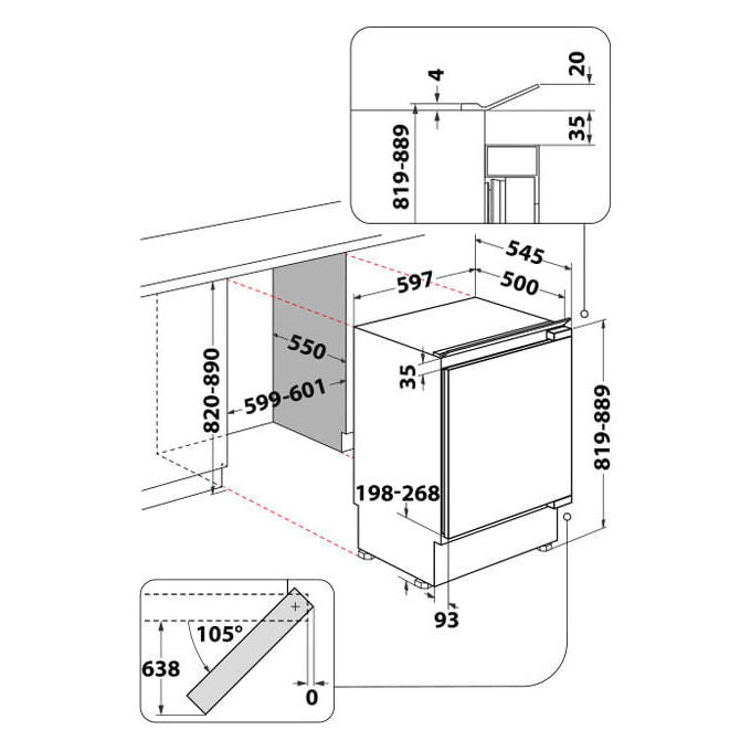 Hotpoint HABUF011 Frigorifero da Incasso 126 Litri Classe E 41 dB Grigio