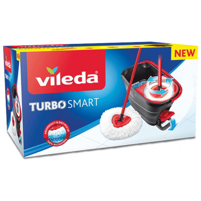 Vileda Sistema Lavapavimenti Turbo Smart con Strizzatura a Pedale Nero-Rosso