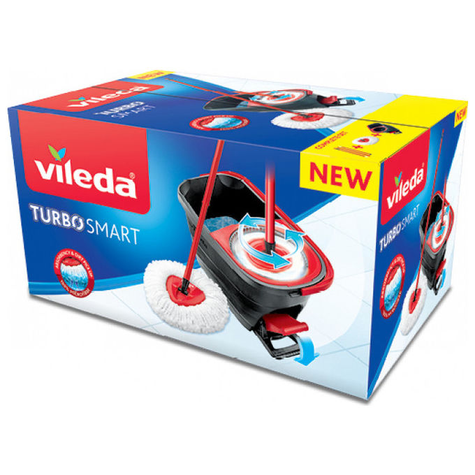 Vileda Sistema Lavapavimenti Turbo Smart con Strizzatura a Pedale Nero-Rosso