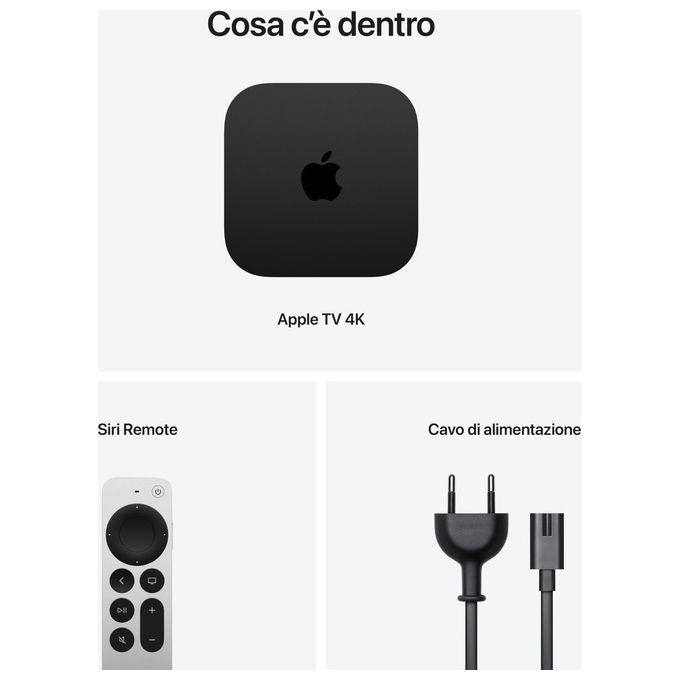 Apple, Apple TV 4K, Wi-Fi + Ethernet, 128GB, Nero Argento
