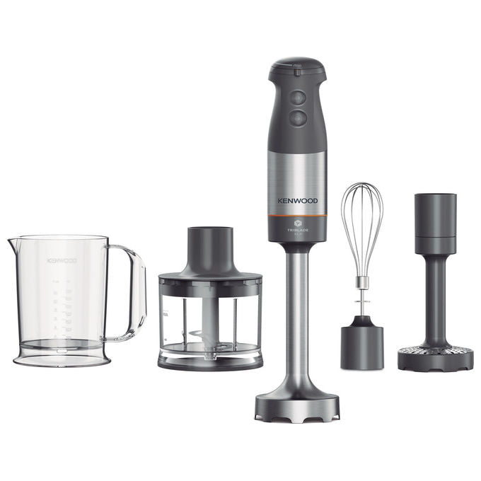 Kenwood HBM60307GY Triblade XL+ Mixer a Immersione 1000W con Tritatutto 0,5L Bicchiere 1L e Frusta colore Grigio