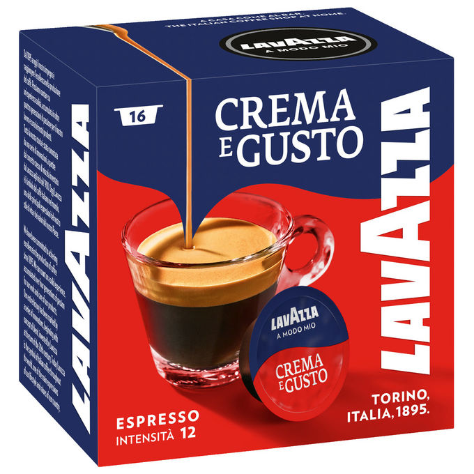 Lavazza, 16 Capsule Caffe' Crema e Gusto, Sistema A Modo Mio, Tostatura Media