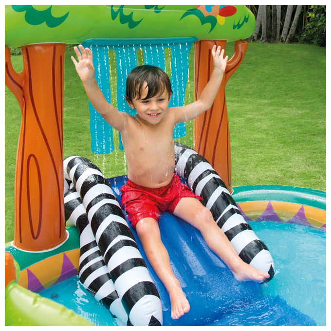 Intex 57155NP Play Center Giungla Piscina Gonfiabile per Bambini con Scivolo Spruzzatore 216x188x124 cm 219 L colore Multicolore
