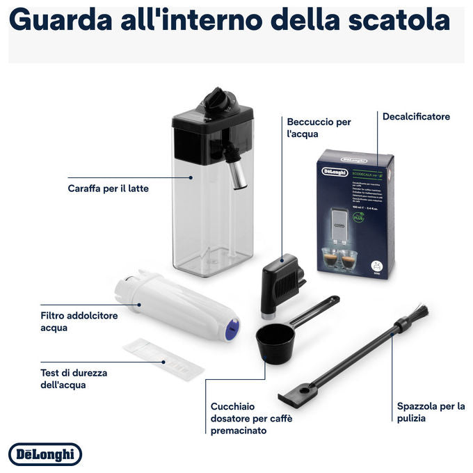 De'Longhi ECAM380.85.SB Dinamica Plus Macchina da caffe' Automatica 1,8 L 15 bar 1450 W LatteCrema Hot 24 bevande colore Nero Argento