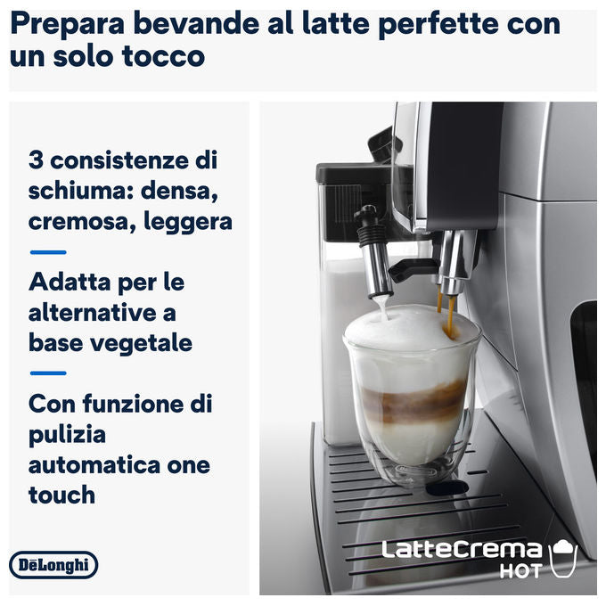 De'Longhi ECAM380.85.SB Dinamica Plus Macchina da caffe' Automatica 1,8 L 15 bar 1450 W LatteCrema Hot 24 bevande colore Nero Argento