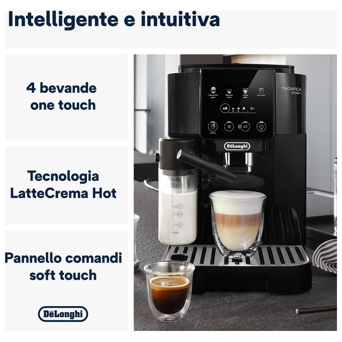 De'Longhi ECAM220.60.B Magnifica Start Macchina da caffe' Automatica 1,8 L 15 bar 1450 W 4 bevande one touch Cappuccinatore colore Nero