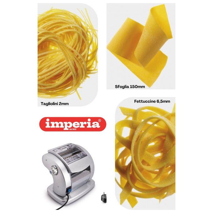 Imperia 3700 PastaPresto Macchina per la Pasta Elettrica 3 Formati 6 Spessori Sfoglia Made in Italy colore Grigio Argento