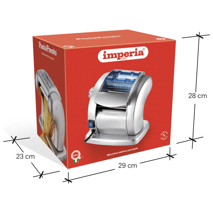 Imperia 3700 PastaPresto Macchina per la Pasta Elettrica 3 Formati 6 Spessori Sfoglia Made in Italy colore Grigio Argento