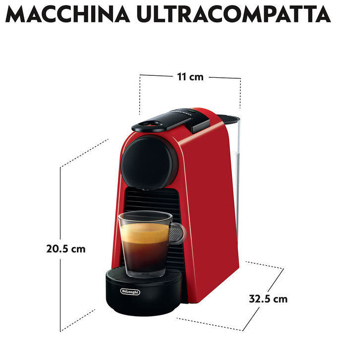 DeLonghi Essenza Mini EN 85.R, Macchina Caffe' Automatica, 0.6 L, Rosso-Nero