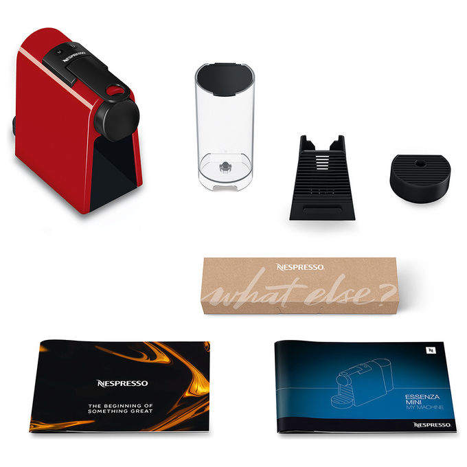 DeLonghi Essenza Mini EN 85.R, Macchina Caffe' Automatica, 0.6 L, Rosso-Nero