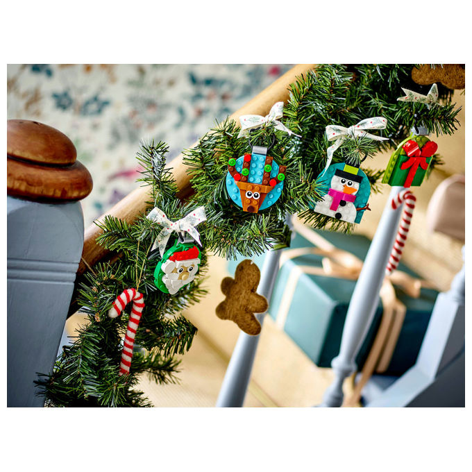 LEGO Decorazioni Natalizie 4 Ornamenti Regalo Babbo Natale Renna Pupazzo di Neve 40744