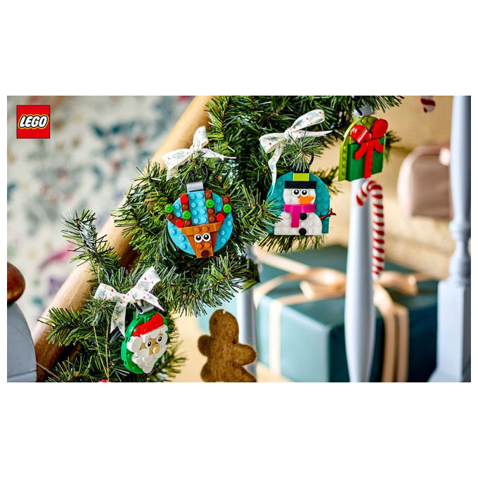 LEGO Decorazioni Natalizie 4 Ornamenti Regalo Babbo Natale Renna Pupazzo di Neve 40744