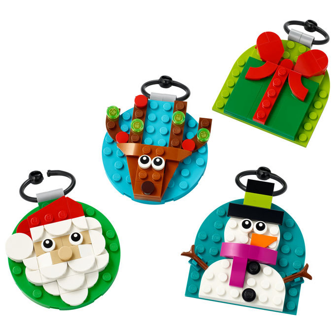 LEGO Decorazioni Natalizie 4 Ornamenti Regalo Babbo Natale Renna Pupazzo di Neve 40744
