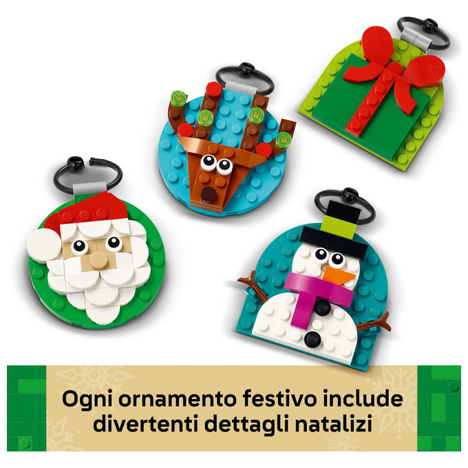 LEGO Decorazioni Natalizie 4 Ornamenti Regalo Babbo Natale Renna Pupazzo di Neve 40744
