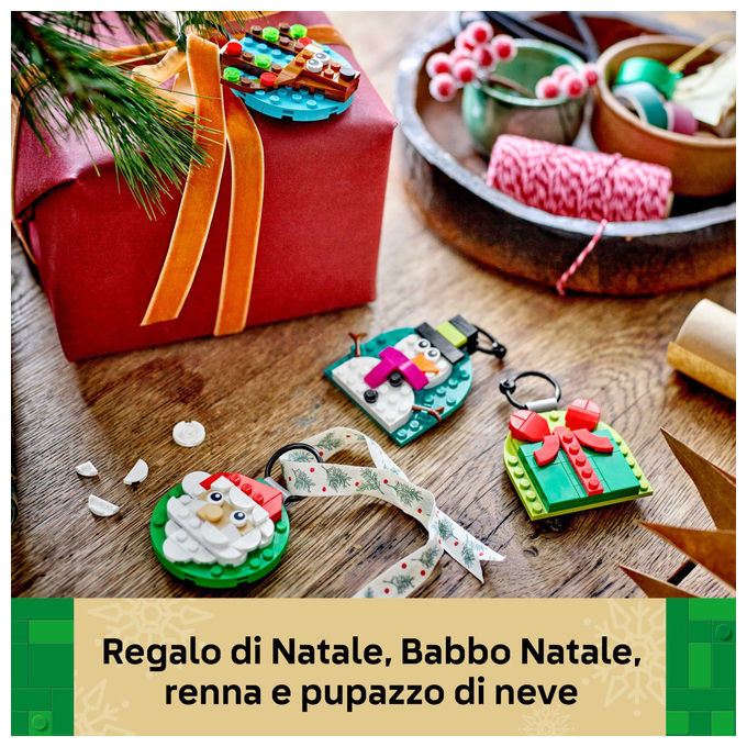 LEGO Decorazioni Natalizie 4 Ornamenti Regalo Babbo Natale Renna Pupazzo di Neve 40744