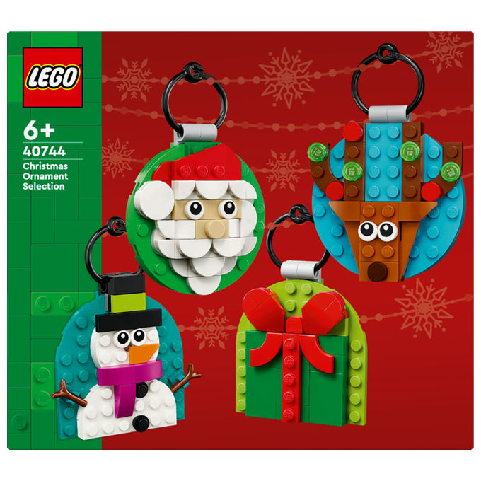 LEGO Decorazioni Natalizie 4 Ornamenti Regalo Babbo Natale Renna Pupazzo di Neve 40744