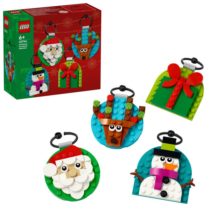LEGO Decorazioni Natalizie 4 Ornamenti Regalo Babbo Natale Renna Pupazzo di Neve 40744