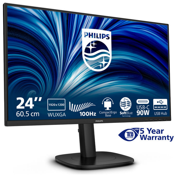 Philips, Monitor PC 24B2U3301D, 24.1'' WUXGA LCD, Nero