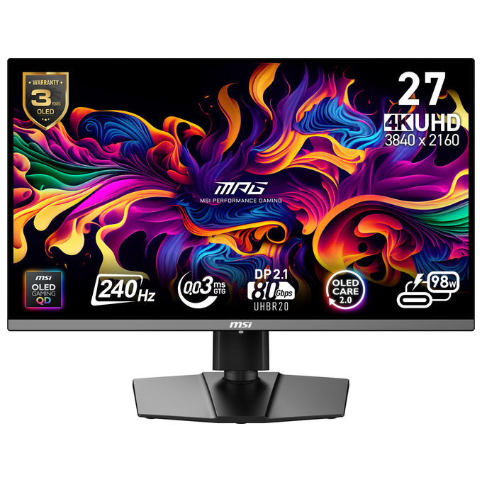 Msi, Monitor Pc Mpg 272Urx Qd-Oled, 27'' 4K Ultra Hd, Nero
