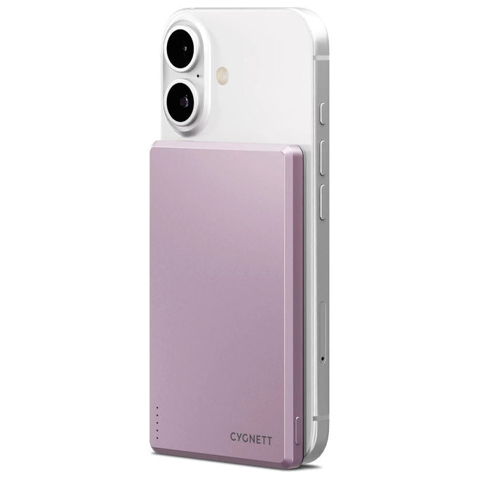 Cygnett Power Bank MagSlim 5k Rosa Ciliegia Ricarica Wireless 10W
