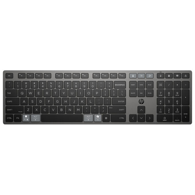 Hp, Tastiera Wireless Ricaricabile Multidispositivo 725, Full-Size, Grigia, Layout Italiano