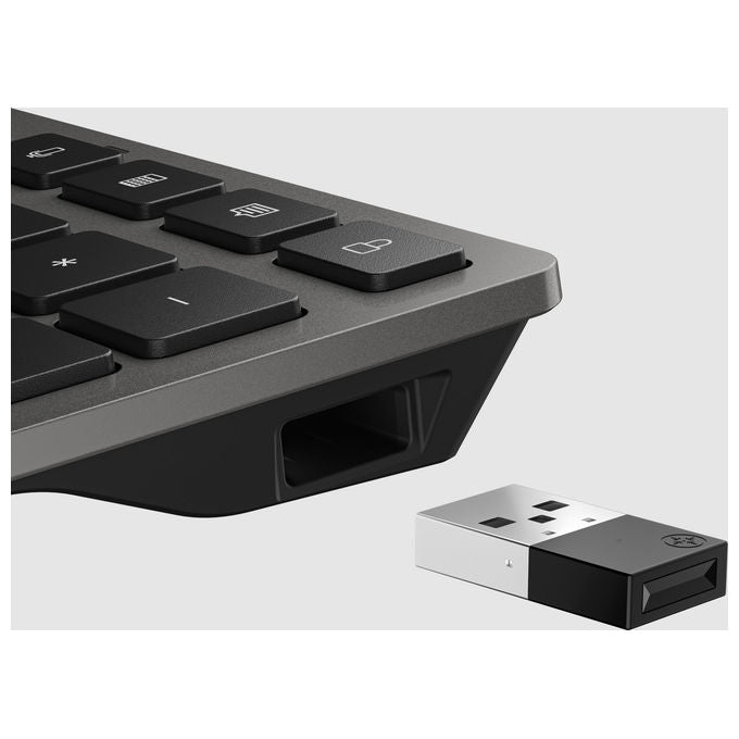 Hp, Tastiera Wireless Ricaricabile Multidispositivo 725, Full-Size, Grigia, Layout Italiano