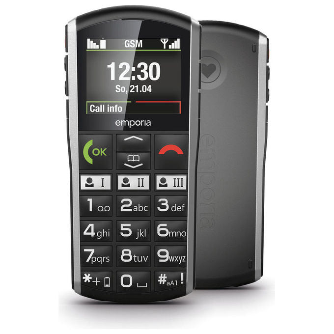 Emporia V27.V3.BK.01 Simplicity Telefono Cellulare 2G Dual SIM Tasti Grandi Radio FM IP54 colore Nero Argento