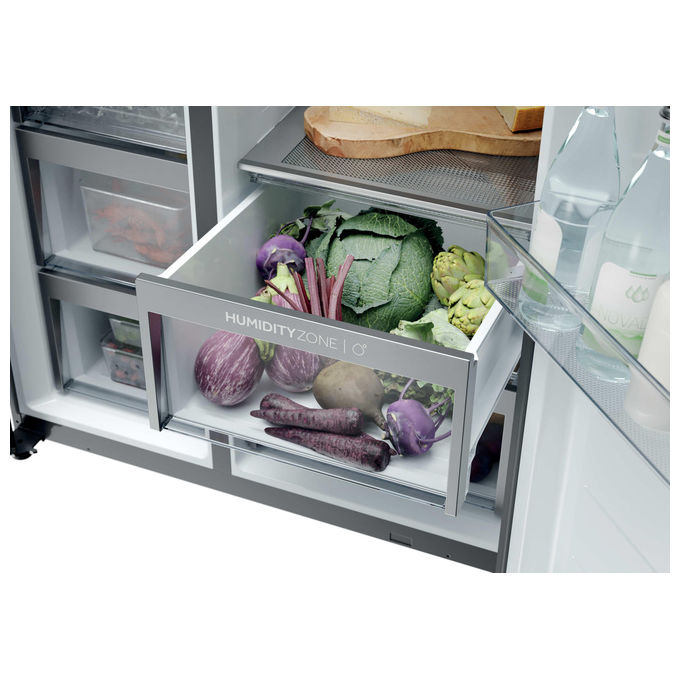 Haier HSPR79F18EWMB Frigorifero Side by Side 573 L 177 cm Classe E No Frost Dispenser Acqua e Ghiaccio 37 dB colore Nero