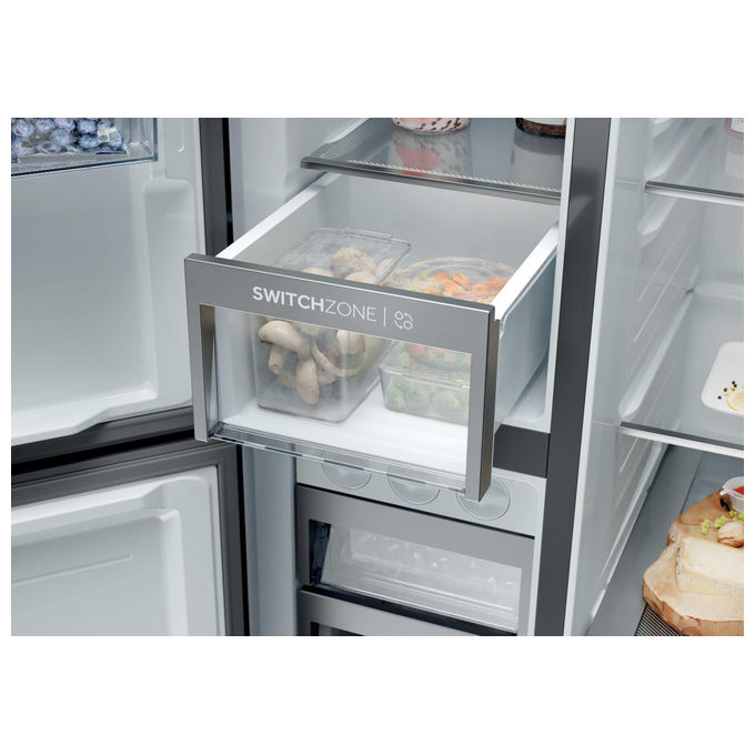 Haier HSPR79F18EWMB Frigorifero Side by Side 573 L 177 cm Classe E No Frost Dispenser Acqua e Ghiaccio 37 dB colore Nero