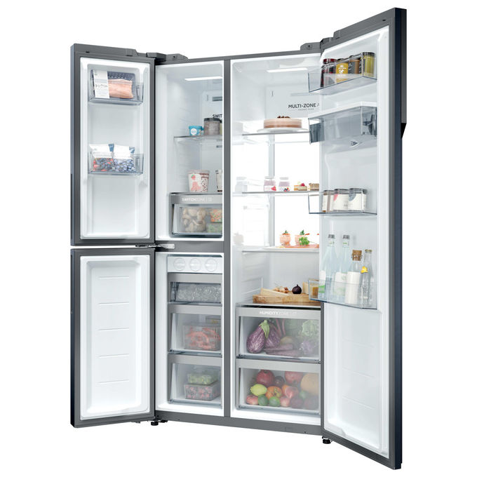 Haier HSPR79F18EWMB Frigorifero Side by Side 573 L 177 cm Classe E No Frost Dispenser Acqua e Ghiaccio 37 dB colore Nero