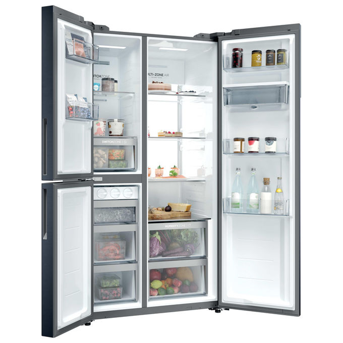Haier HSPR79F18EWMB Frigorifero Side by Side 573 L 177 cm Classe E No Frost Dispenser Acqua e Ghiaccio 37 dB colore Nero