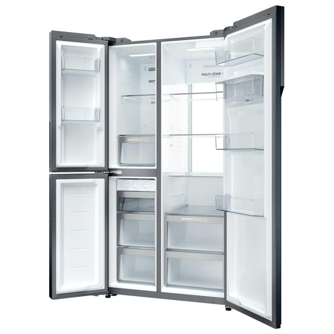 Haier HSPR79F18EWMB Frigorifero Side by Side 573 L 177 cm Classe E No Frost Dispenser Acqua e Ghiaccio 37 dB colore Nero