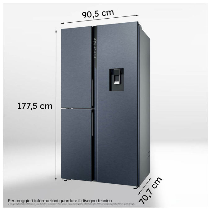 Haier HSPR79F18EWMB Frigorifero Side by Side 573 L 177 cm Classe E No Frost Dispenser Acqua e Ghiaccio 37 dB colore Nero