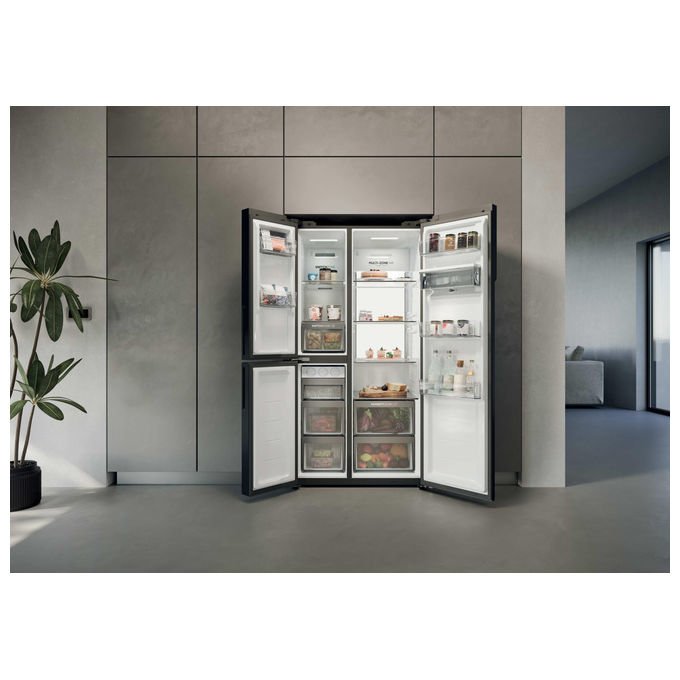 Haier HSPR79F18EWMB Frigorifero Side by Side 573 L 177 cm Classe E No Frost Dispenser Acqua e Ghiaccio 37 dB colore Nero