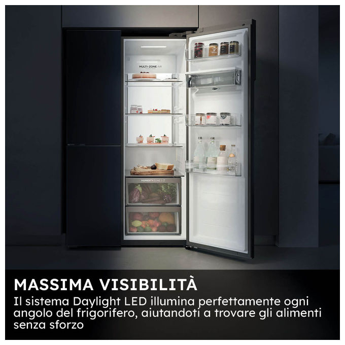Haier HSPR79F18EWMB Frigorifero Side by Side 573 L 177 cm Classe E No Frost Dispenser Acqua e Ghiaccio 37 dB colore Nero