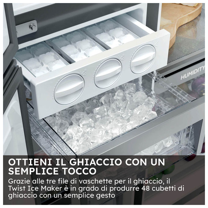 Haier HSPR79F18EWMB Frigorifero Side by Side 573 L 177 cm Classe E No Frost Dispenser Acqua e Ghiaccio 37 dB colore Nero