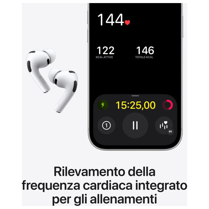 Apple MFHP4ZM-A AirPods Pro 3a Generazione Auricolari True Wireless Bluetooth 5.3 ANC Audio Spaziale IP57 autonomia 8h colore Bianco