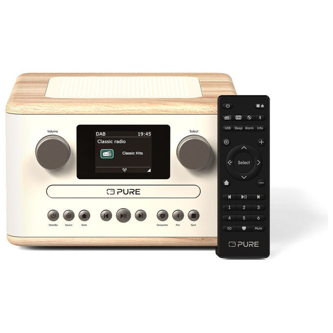 Pure CLASSIC C-D4 Radio Digitale DAB+ FM con Lettore CD Bluetooth 5.3 15W Display TFT 2.4'' colore Bianco Cotone