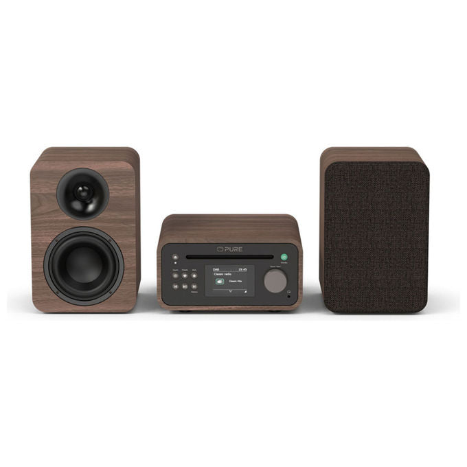 Pure, Stereo Mini DAB+ FM con Bluetooth, Nero Caffe' e Noce