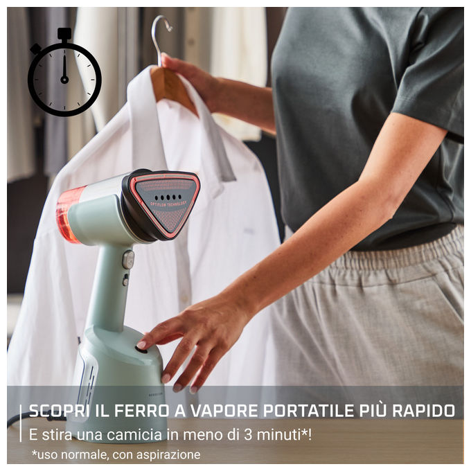 Rowenta DR9814F0 AeroSteam Stiratore Verticale Portatile 1400W OptiFlow Serbatoio 100ml colore Eucalipto